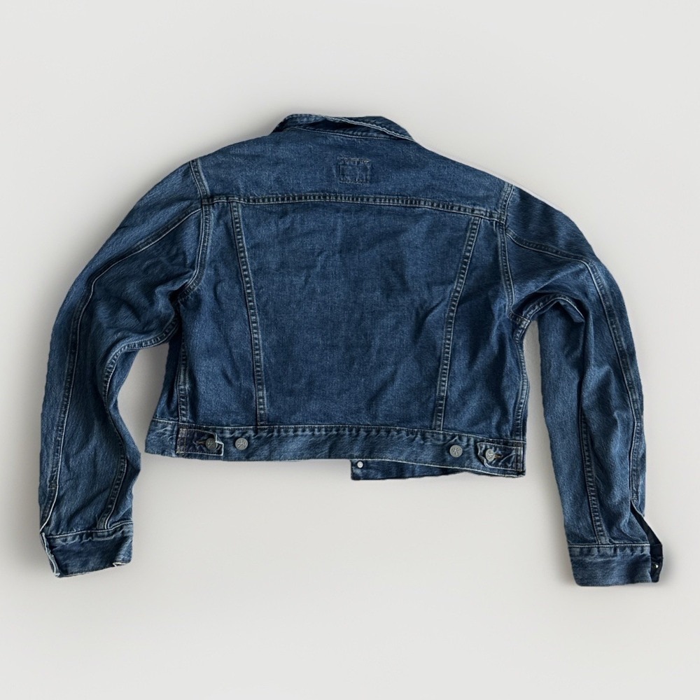 Vtg Jean Jacket Cropped Calvin Klein Denim 90s Y2K Rory Lorelai Gilmore Girls - Picture 7 of 13